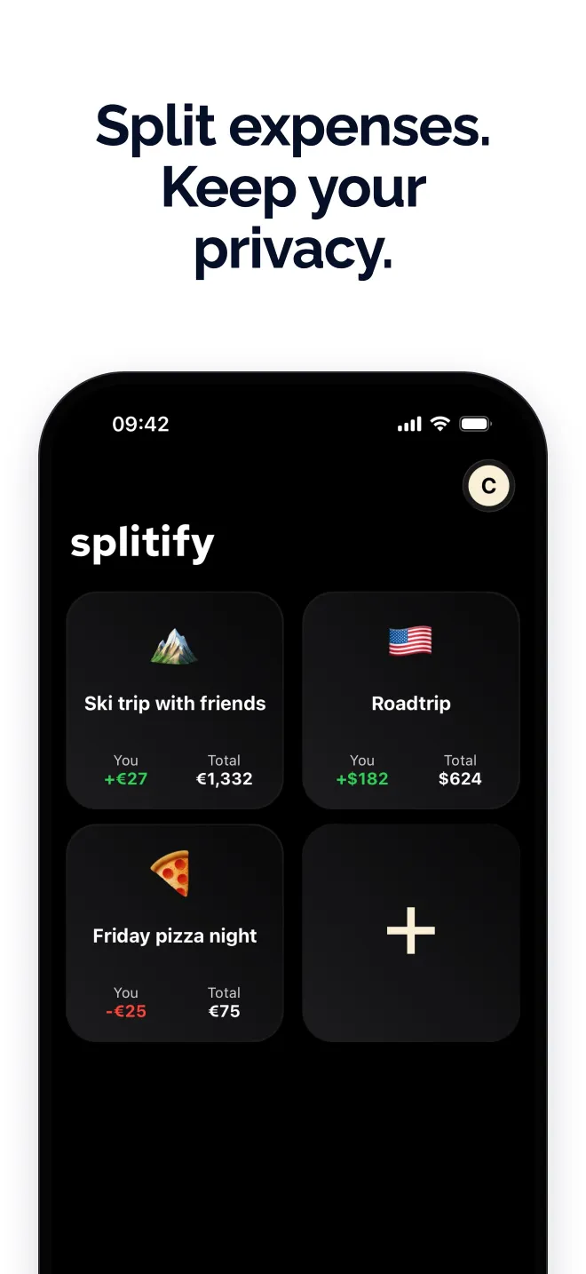 Split expenses. Keep your privacy.