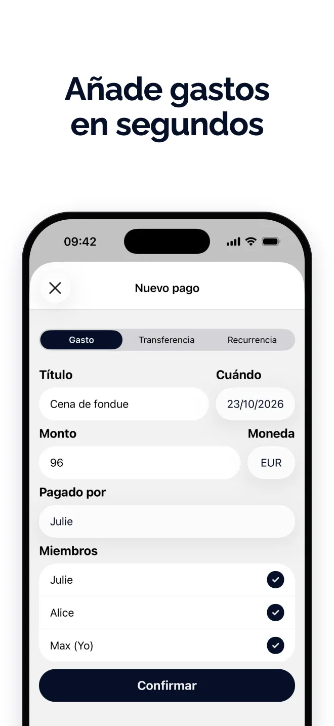 Añade gastos en segundos