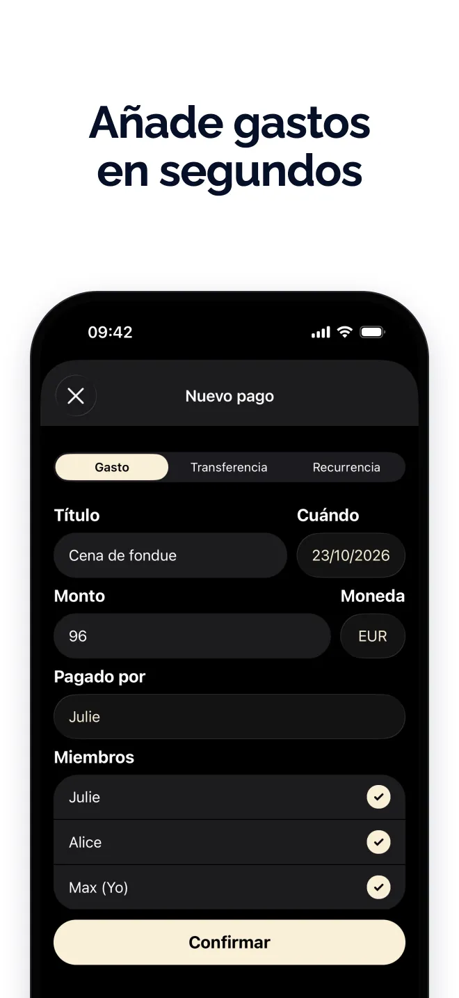 Añade gastos en segundos