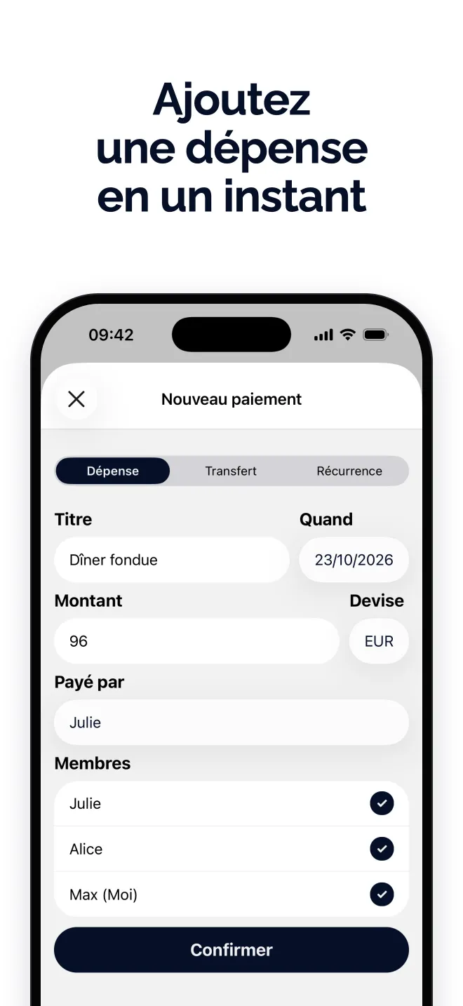 Ajoutez une dépense en un instant