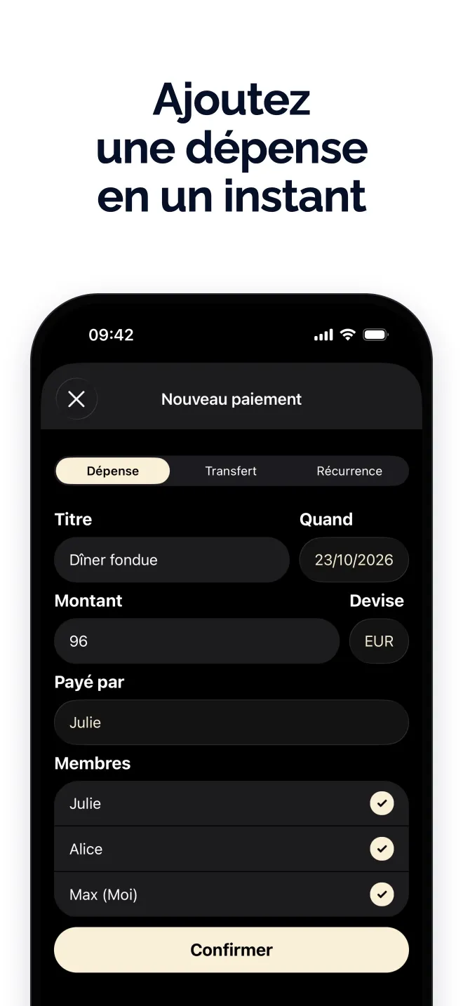 Ajoutez une dépense en un instant